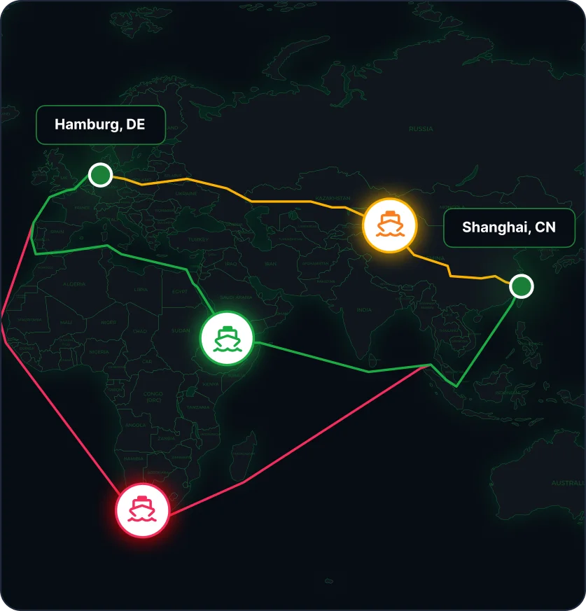 Carbon emissions by route